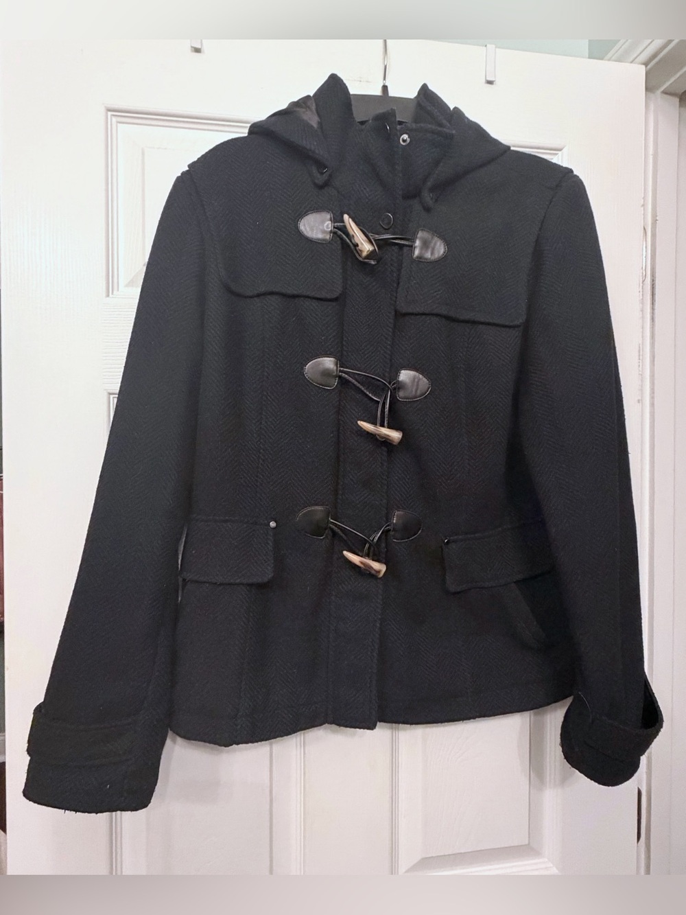 Celebrity Pink Navy Hooded Toggle Pea Coat